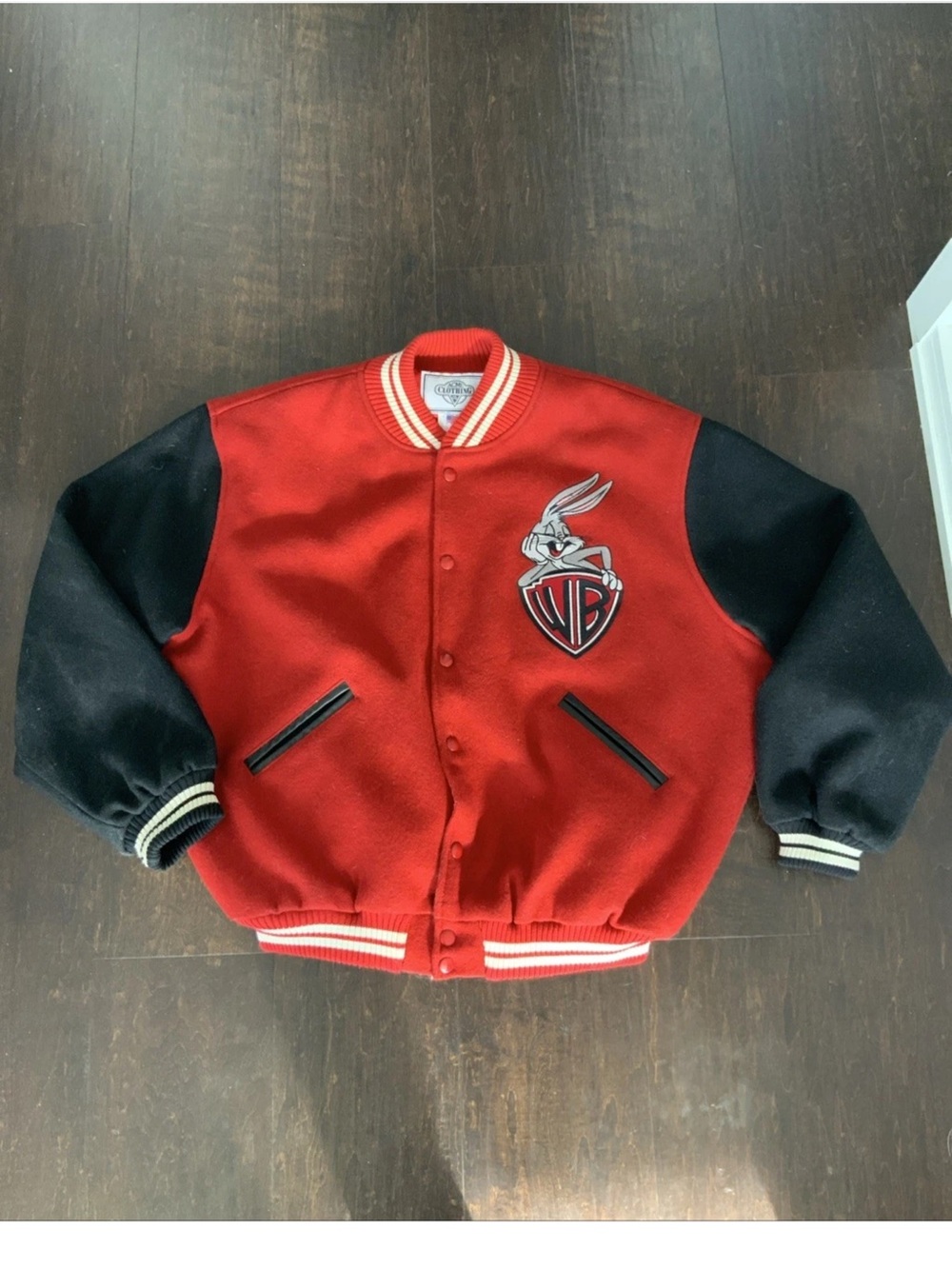 Vintage 90s Warner Bros Looney tunes Bugs Bunny Varsity Jacket Size XL - ACME